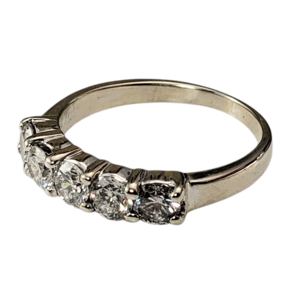 14 Karat White Gold Diamond Wedding Band Ring Size 5 #20516 - Picture 3 of 7